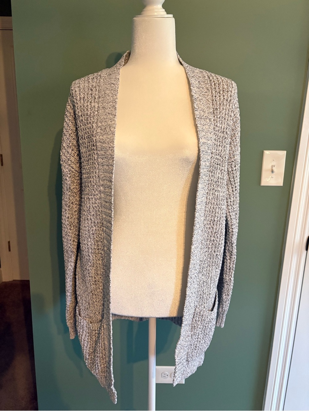 Cozy Gray Open-Front Sweater